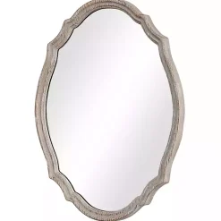 Kirklands Home Natural Wood Distressed Curved Frame Mirror New