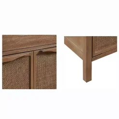 Kirklands Home Natural Wood 2-Door Cane Webbing Chest Tan Hot