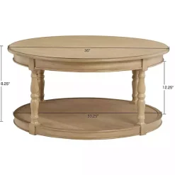 Kirklands Home Natural Wood Finish Turned Leg Round Coffee Table Clearance