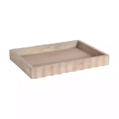 Decorative Trays>Kirklands Home Natural Wood Fluted Lissi Recgular Serving Tray Tan