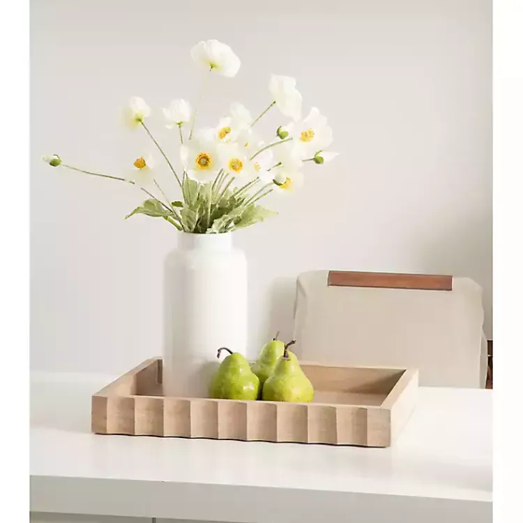 Decorative Trays>Kirklands Home Natural Wood Fluted Lissi Recgular Serving Tray Tan
