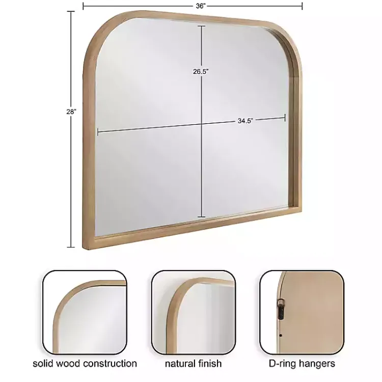Kirklands Home Natural Wood Frame Arch Wall Mirror Tan