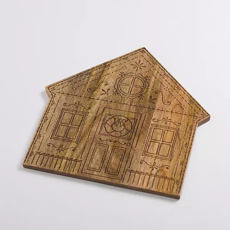 Christmas Dining & Entertaining>Kirklands Home Natural Wood Gingerbread House Serving Board Brown