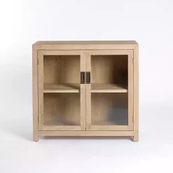 Kirklands Home Natural Wood Glass Door Modular Cabinet Tan Discount