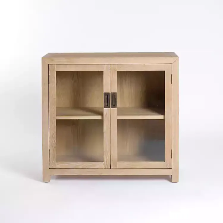 Kirklands Home Natural Wood Glass Door Modular Cabinet Tan Discount