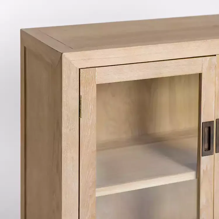 Kirklands Home Natural Wood Glass Door Modular Cabinet Tan Discount