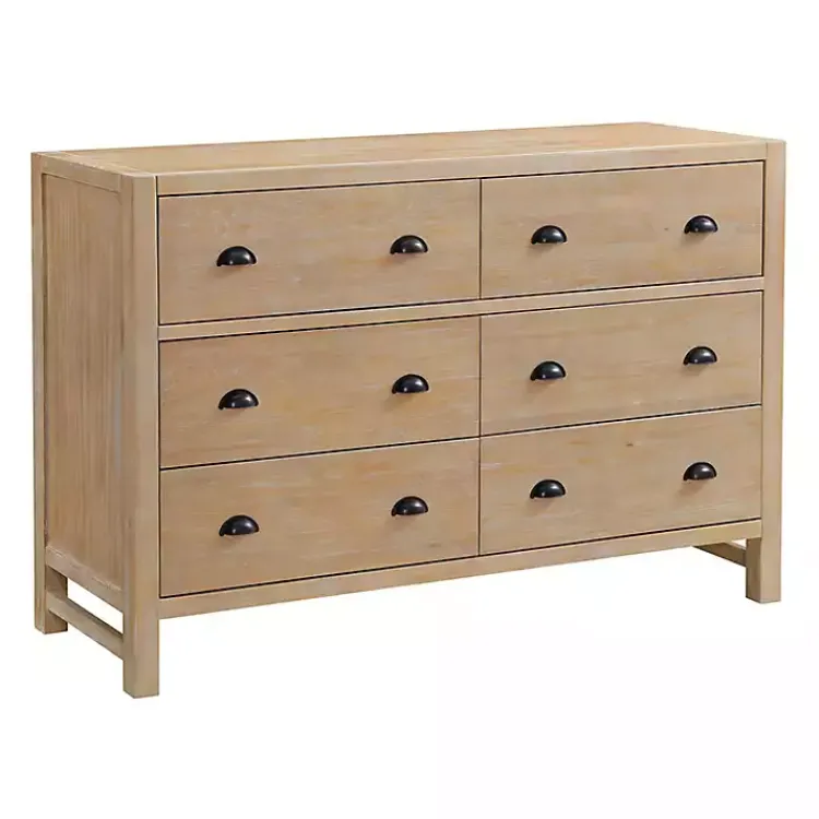 Kirklands Home Natural Wood Grain 6-Drawer Dresser Tan New