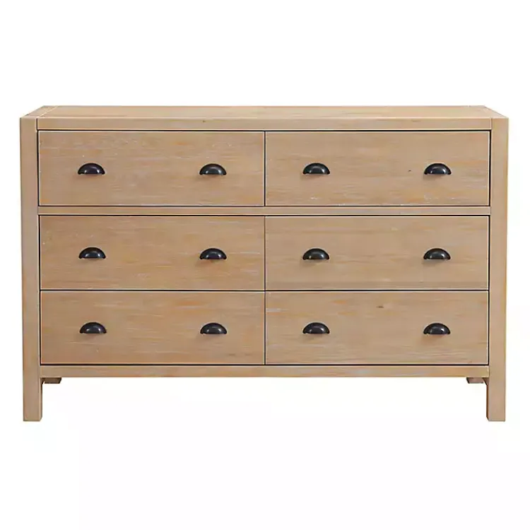 Kirklands Home Natural Wood Grain 6-Drawer Dresser Tan New