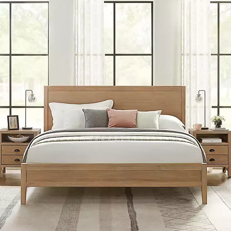 Kirklands Home Natural Wood Grain Panel King Bed Tan Online
