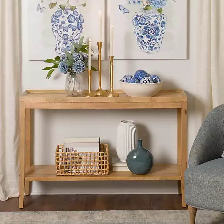 Kirklands Home Natural Wood Hughes Console Table Tan Discount