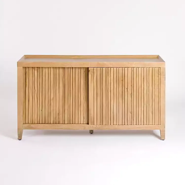 Kirklands Home Natural Wood Hughes Sliding Door Cabinet Tan Discount