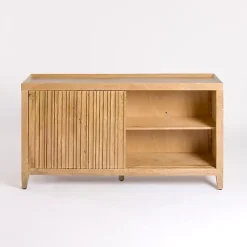 Kirklands Home Natural Wood Hughes Sliding Door Cabinet Tan Discount