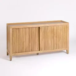 Kirklands Home Natural Wood Hughes Sliding Door Cabinet Tan Discount