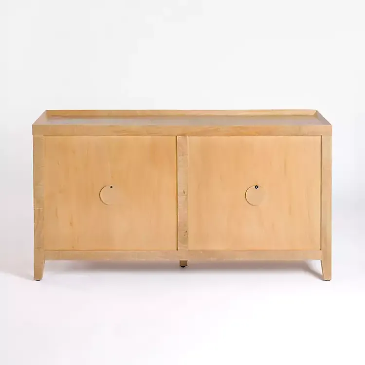 Kirklands Home Natural Wood Hughes Sliding Door Cabinet Tan Discount