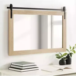 Kirklands Home Natural Wood Metal Barn Door Wall Mirror Hot
