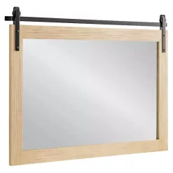 Kirklands Home Natural Wood Metal Barn Door Wall Mirror Hot