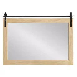 Kirklands Home Natural Wood Metal Barn Door Wall Mirror Hot