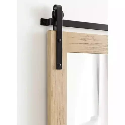 Kirklands Home Natural Wood Metal Barn Door Wall Mirror Hot