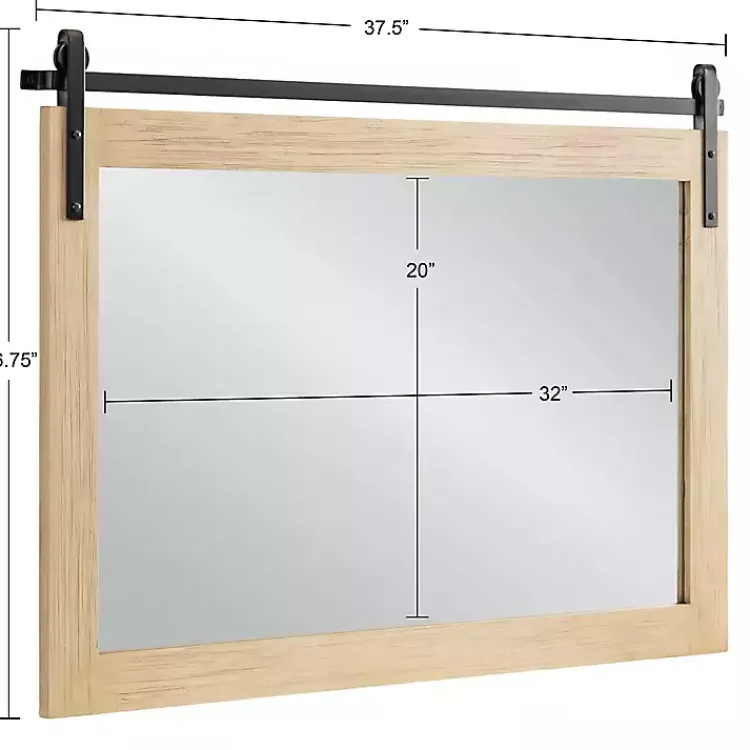 Kirklands Home Natural Wood Metal Barn Door Wall Mirror Hot