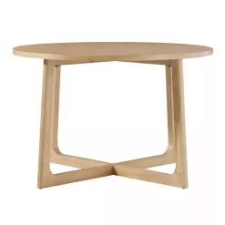 Kirklands Home Natural Wood Modern Round Dining Table Tan Hot