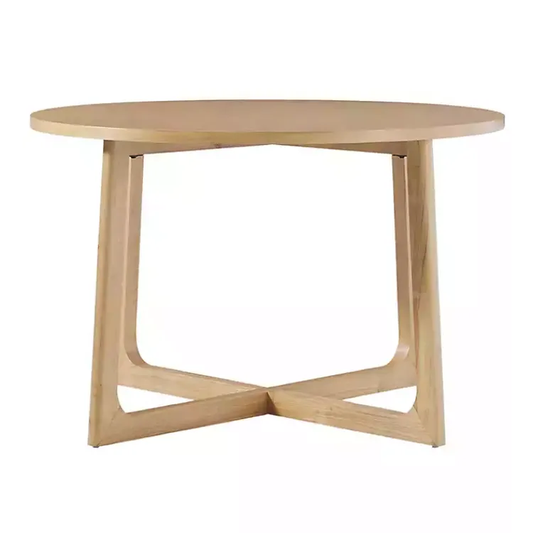 Kirklands Home Natural Wood Modern Round Dining Table Tan Hot