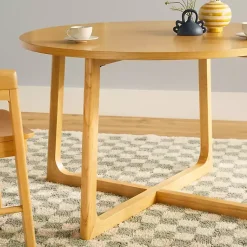 Kirklands Home Natural Wood Modern Round Dining Table Tan Hot