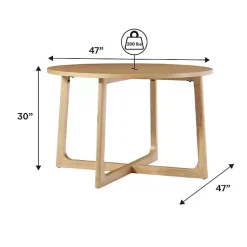 Kirklands Home Natural Wood Modern Round Dining Table Tan Hot