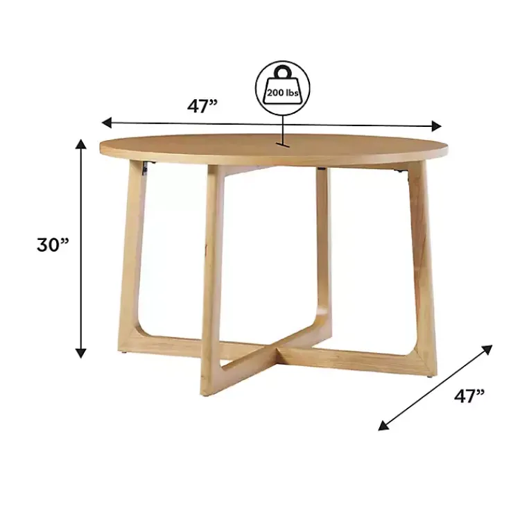 Kirklands Home Natural Wood Modern Round Dining Table Tan Hot