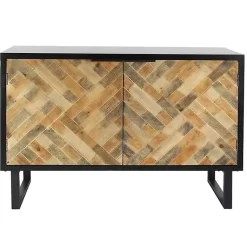 Kirklands Home Natural Wood Mosaic Paneling Cabinet Discount