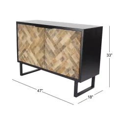 Kirklands Home Natural Wood Mosaic Paneling Cabinet Discount