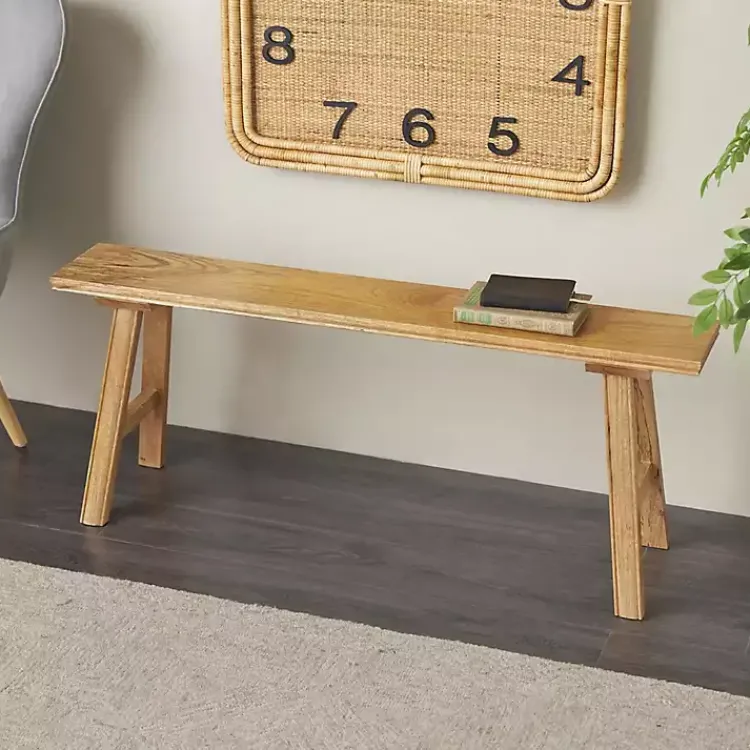 Kirklands Home Natural Wood Narrow Rustic Bench Brown Discount