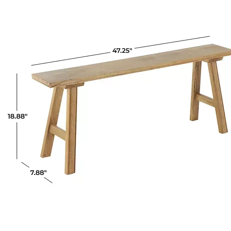 Kirklands Home Natural Wood Narrow Rustic Bench Brown Discount