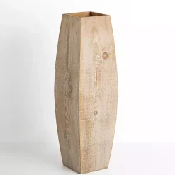 Vases>Kirklands Home Natural Wood Oblong Floor Vase, 24 in. Tan