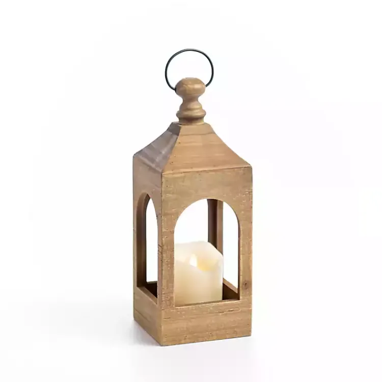 Lanterns>Kirklands Home Natural Wood Open Frame Lantern, 15 in. Tan