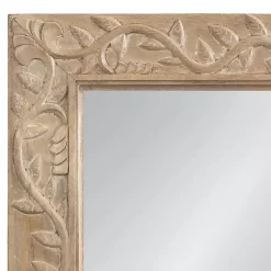 Kirklands Home Natural Wood Ornate Carved Wall Mirror Tan Best