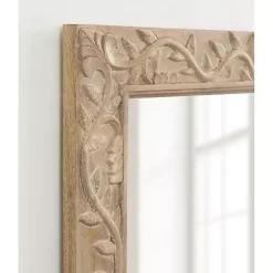 Kirklands Home Natural Wood Ornate Carved Wall Mirror Tan Best