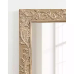 Kirklands Home Natural Wood Ornate Carved Wall Mirror Tan Best