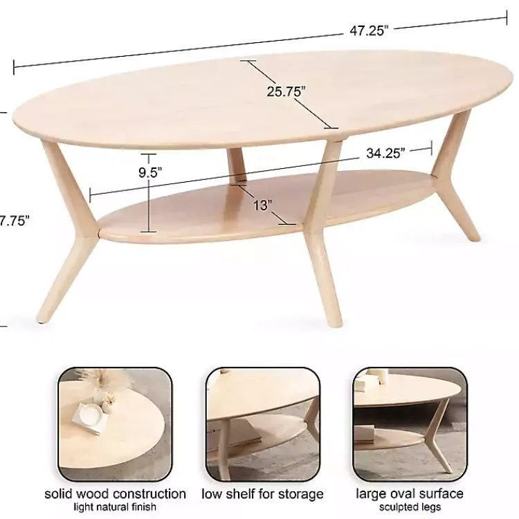 Kirklands Home Natural Wood Oval Nile Coffee Table Tan
