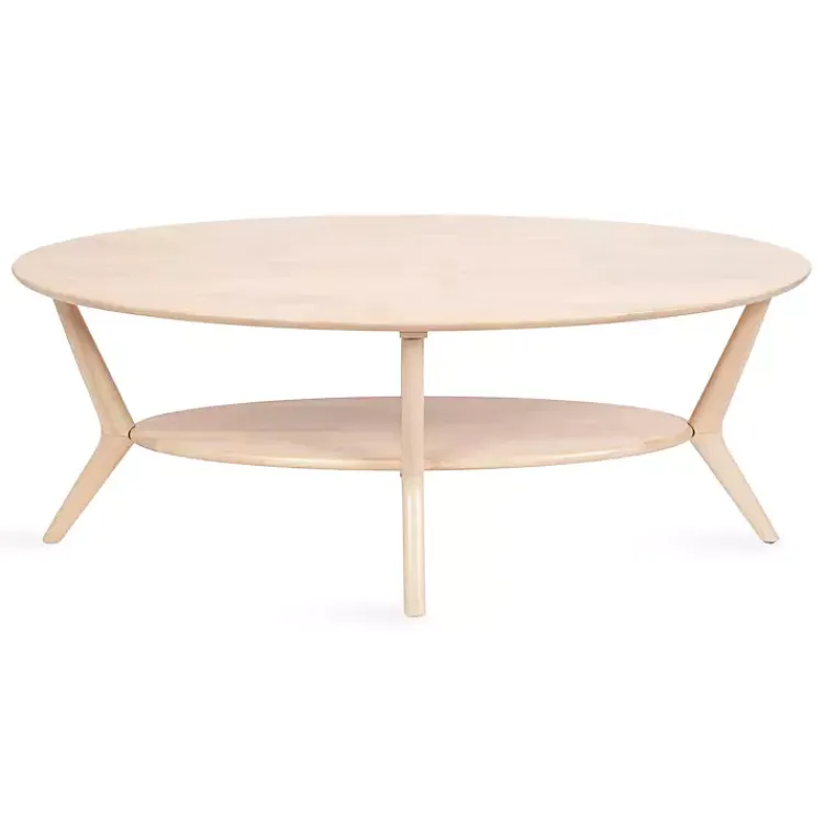 Kirklands Home Natural Wood Oval Nile Coffee Table Tan