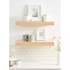 Kirklands Home Natural Wood 2-pc. Floating Shelves, 24 in. Clearance