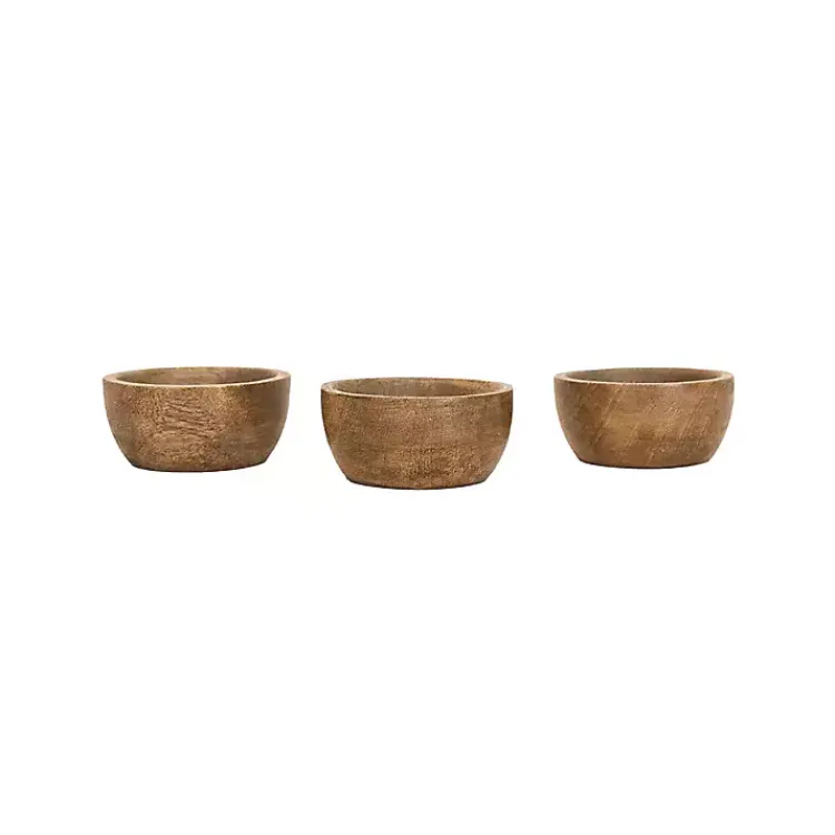 Kirklands Home Natural Wood Pinch Bowls, Set of 3 Brown New