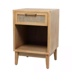 Kirklands Home Natural Wood Rattan Nightstand Brown Online