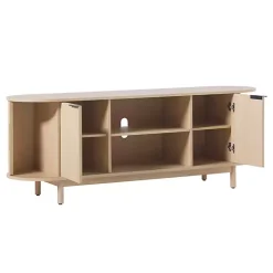 Kirklands Home Natural Wood Reeded Oval TV Sd Tan New