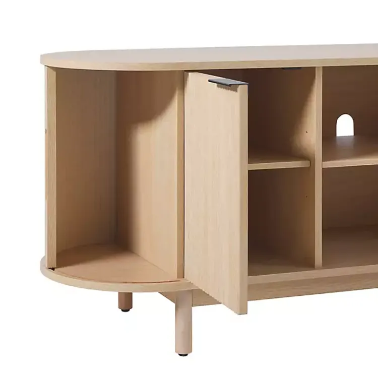 Kirklands Home Natural Wood Reeded Oval TV Sd Tan New