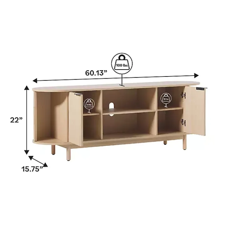 Kirklands Home Natural Wood Reeded Oval TV Sd Tan New