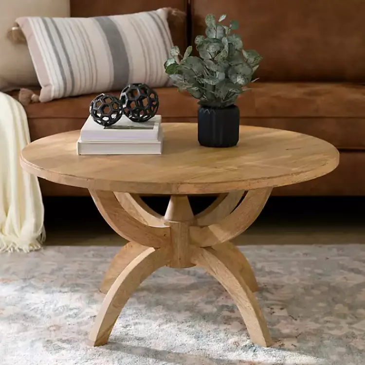 Kirklands Home Natural Wood Round Dori Coffee Table Tan Best