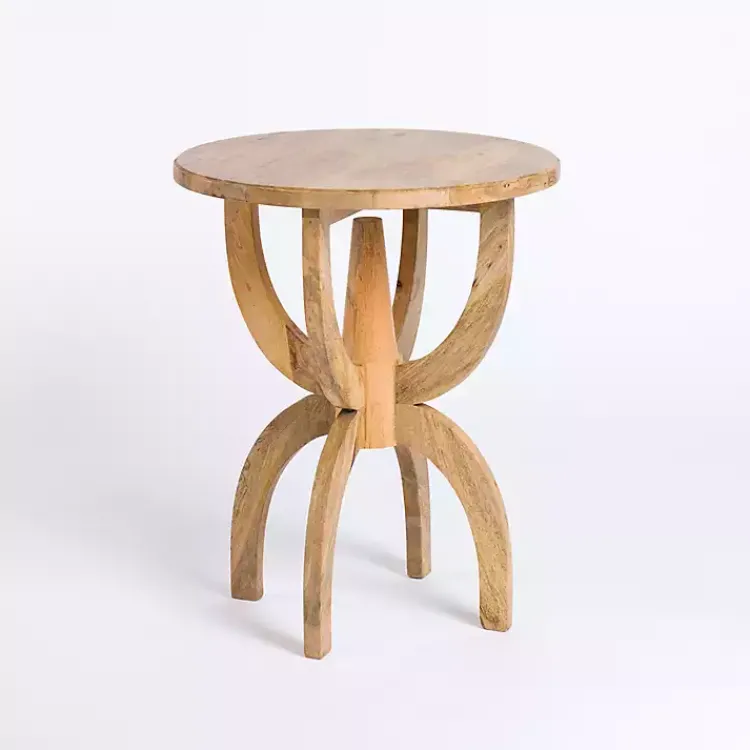 Kirklands Home Natural Wood Round Dori Side Table Tan Outlet