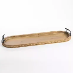 Decorative Trays>Kirklands Home Natural Wood Rounded Edge Tray Tan