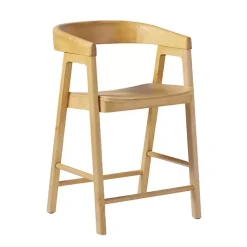 Kirklands Home Natural Wood Rounded Modern Counter Stool Tan Outlet