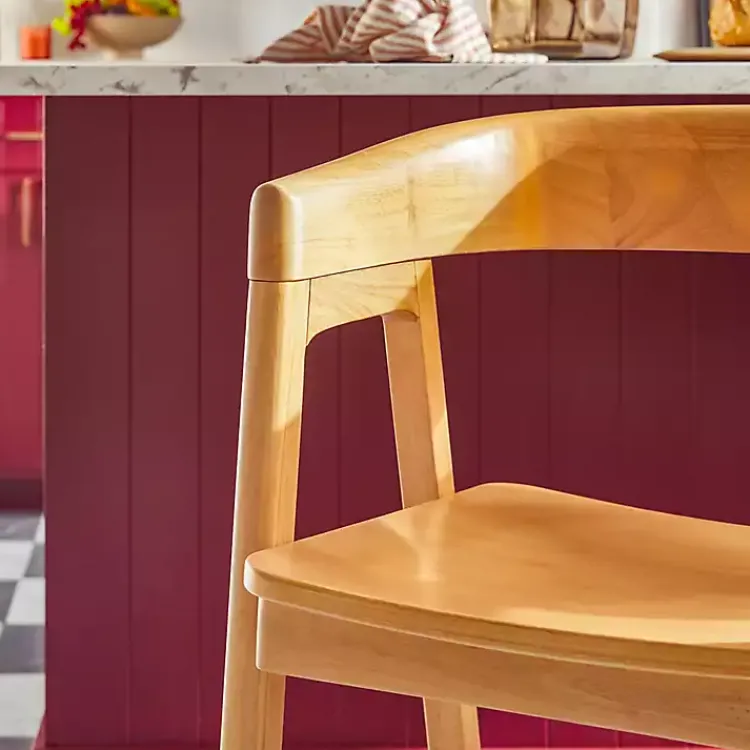 Kirklands Home Natural Wood Rounded Modern Counter Stool Tan Outlet